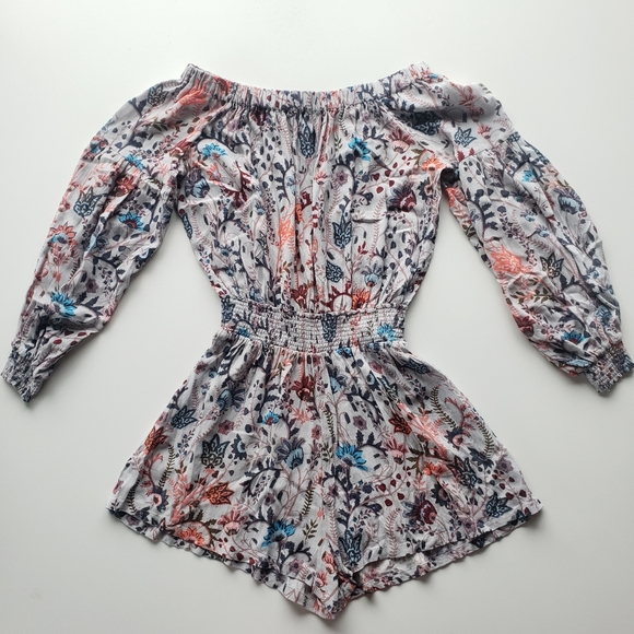 Free People "Pretty and Free" off the shoulder floral romper, size xs - Picture 5 of 10